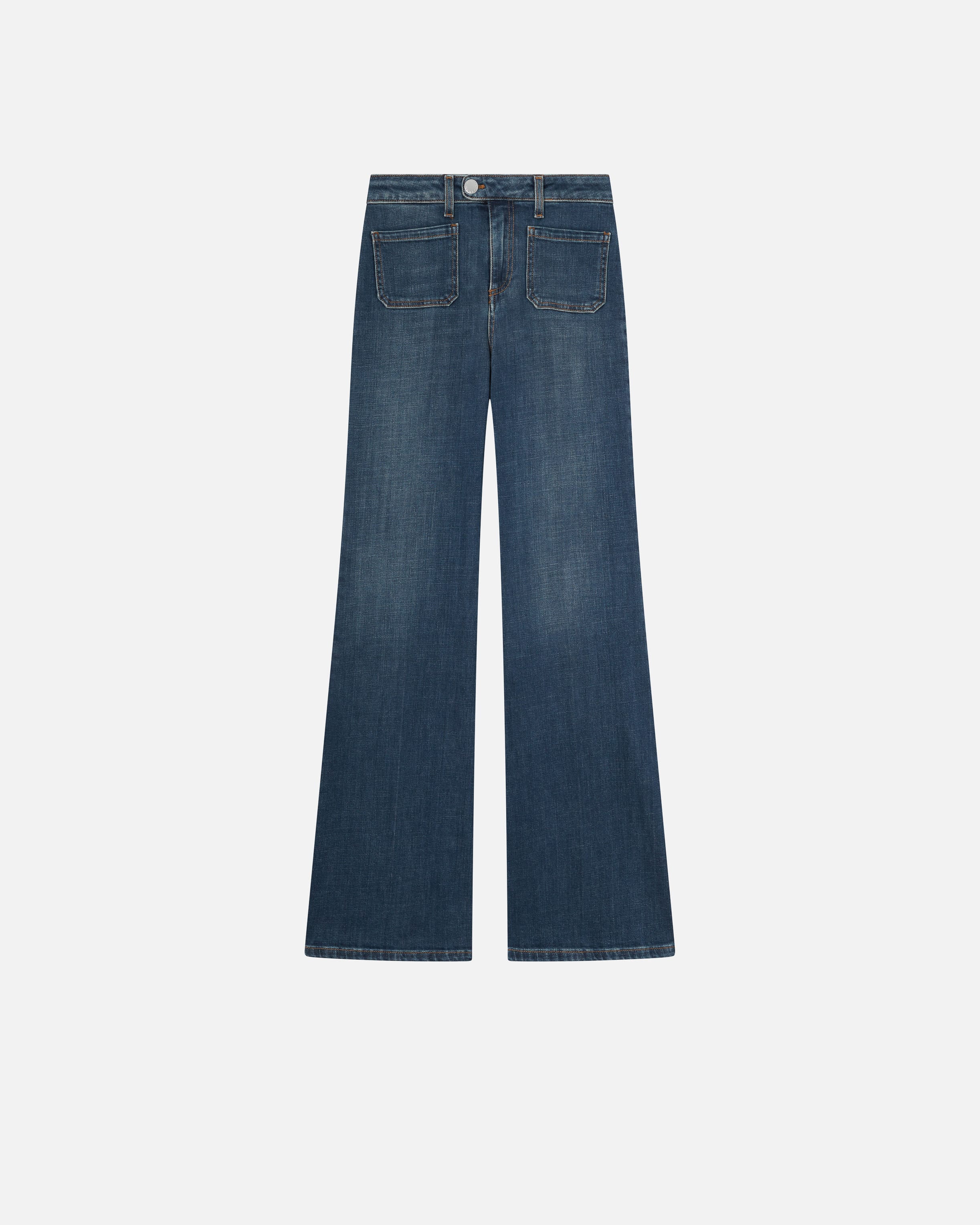 Jeans a zampa blu scuro con taschini Pinko Acquista Online