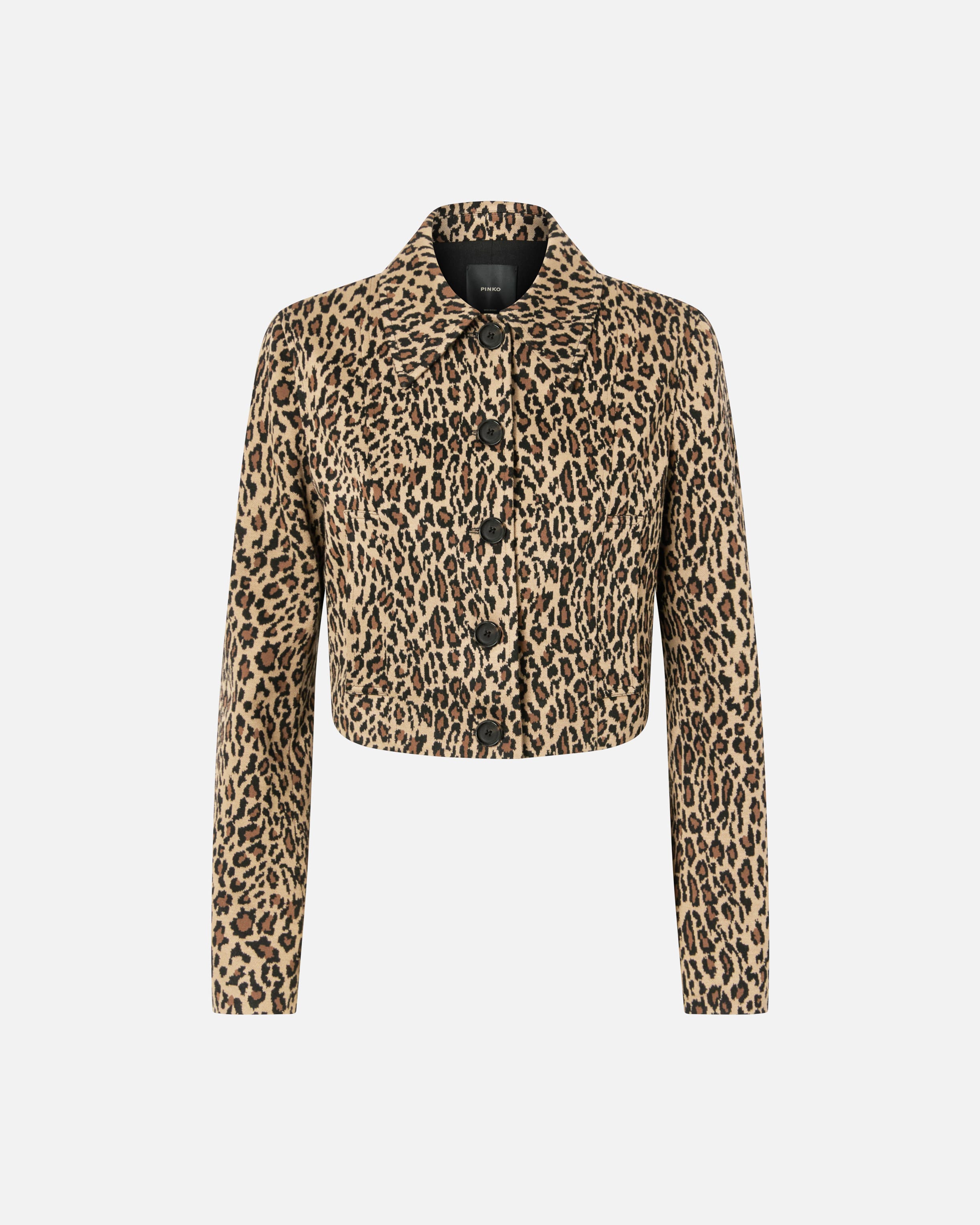 Short leopard-print jacket with pockets PINKO → Shop Online