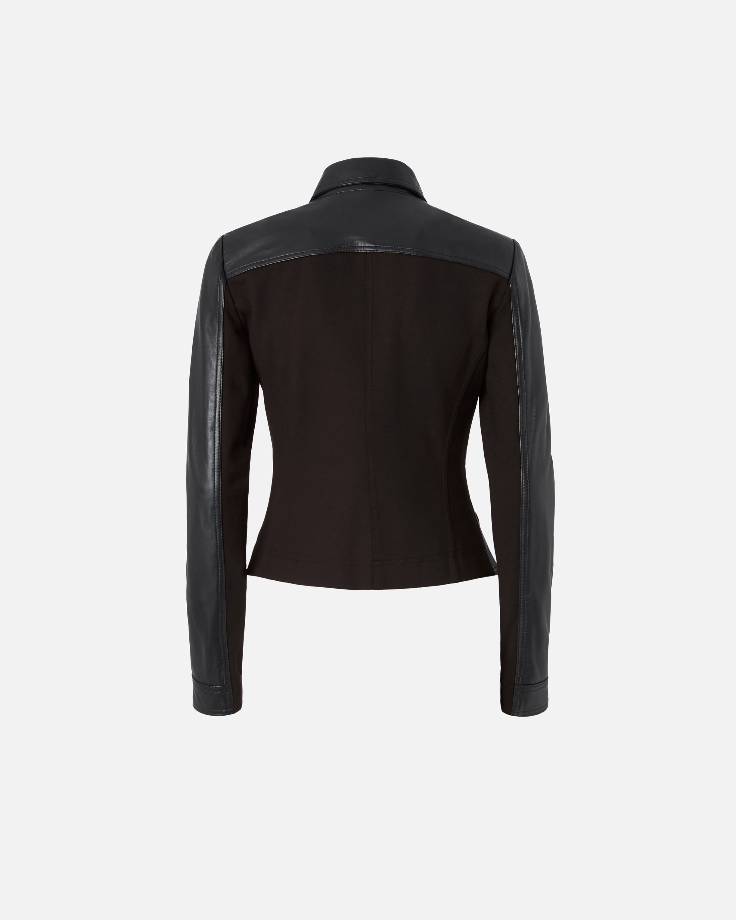 Short leather and technical fabric biker jacket PINKO Shop Online