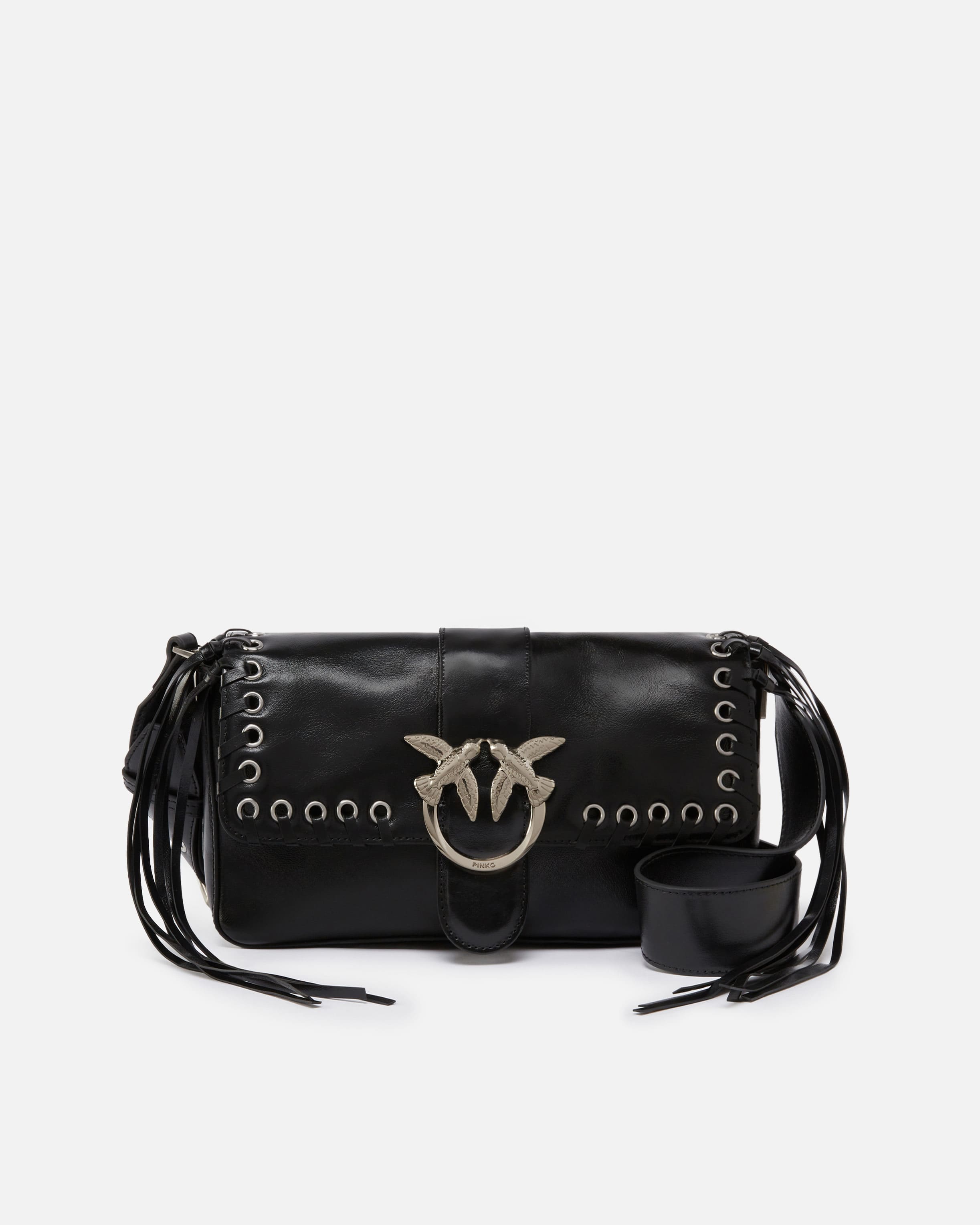 Love Bag Slouchy soft shoulder bag with fringing PINKO