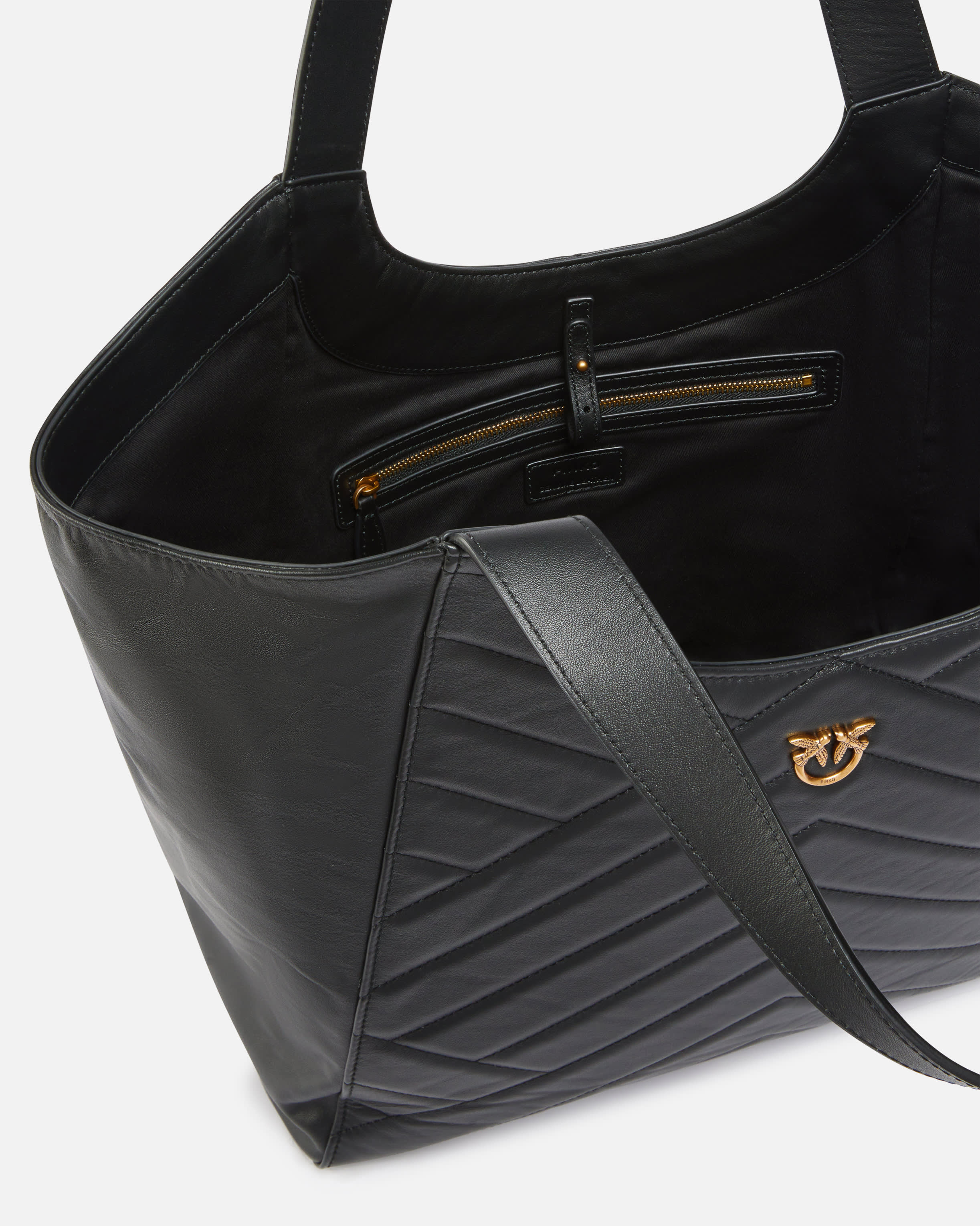 Quilted leather shopping bag with two handles PINKO Shop Online