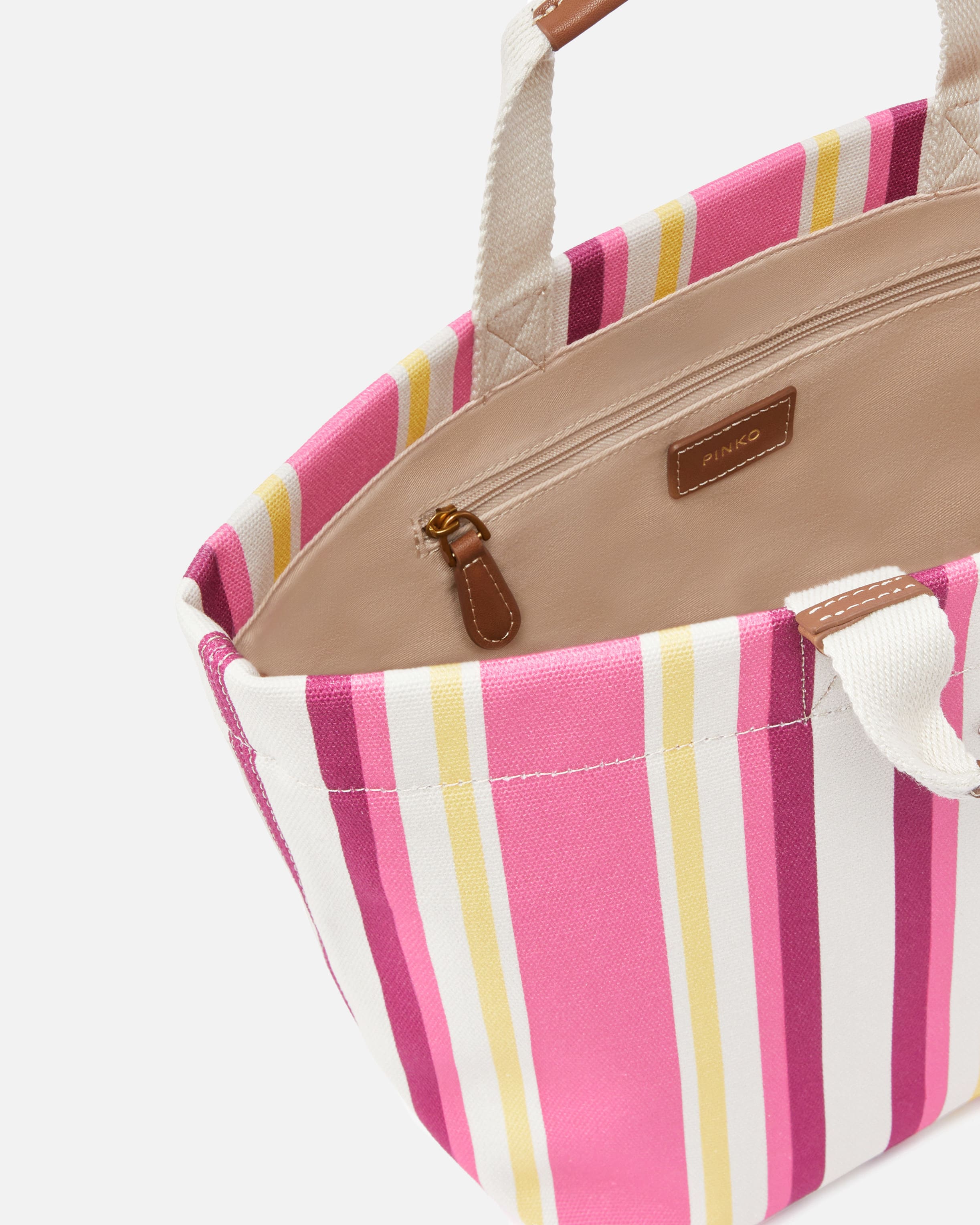 トートバッグ PINKO medium shopper bag in striped canvas Medium shopper bag in striped canvas PINKO → Shop Online