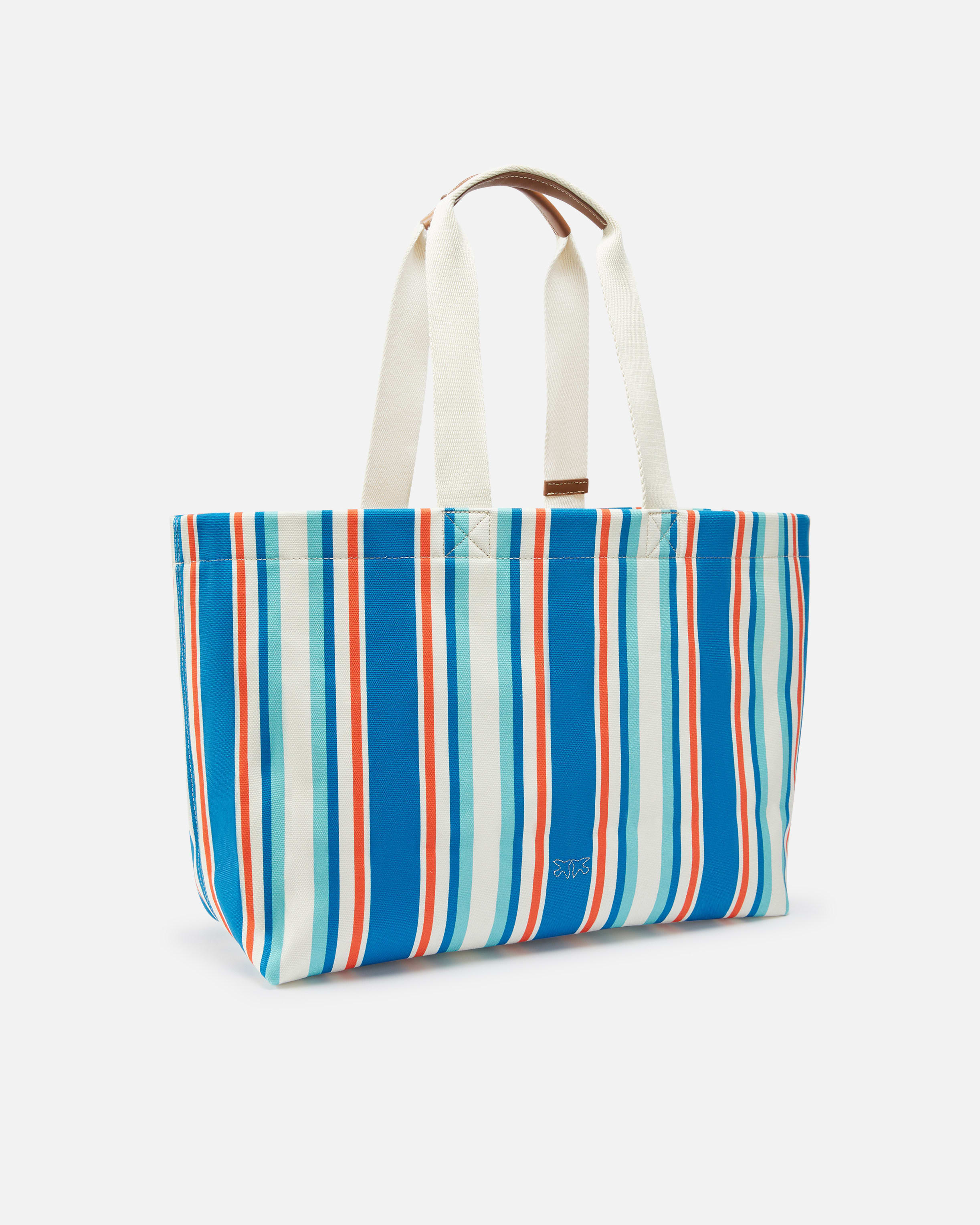 トートバッグ PINKO SS25 Maxi stripes shopping bag (104754A2G5 Q58Q) Maxi shoulder bag in striped fabric PINKO → Shop Online