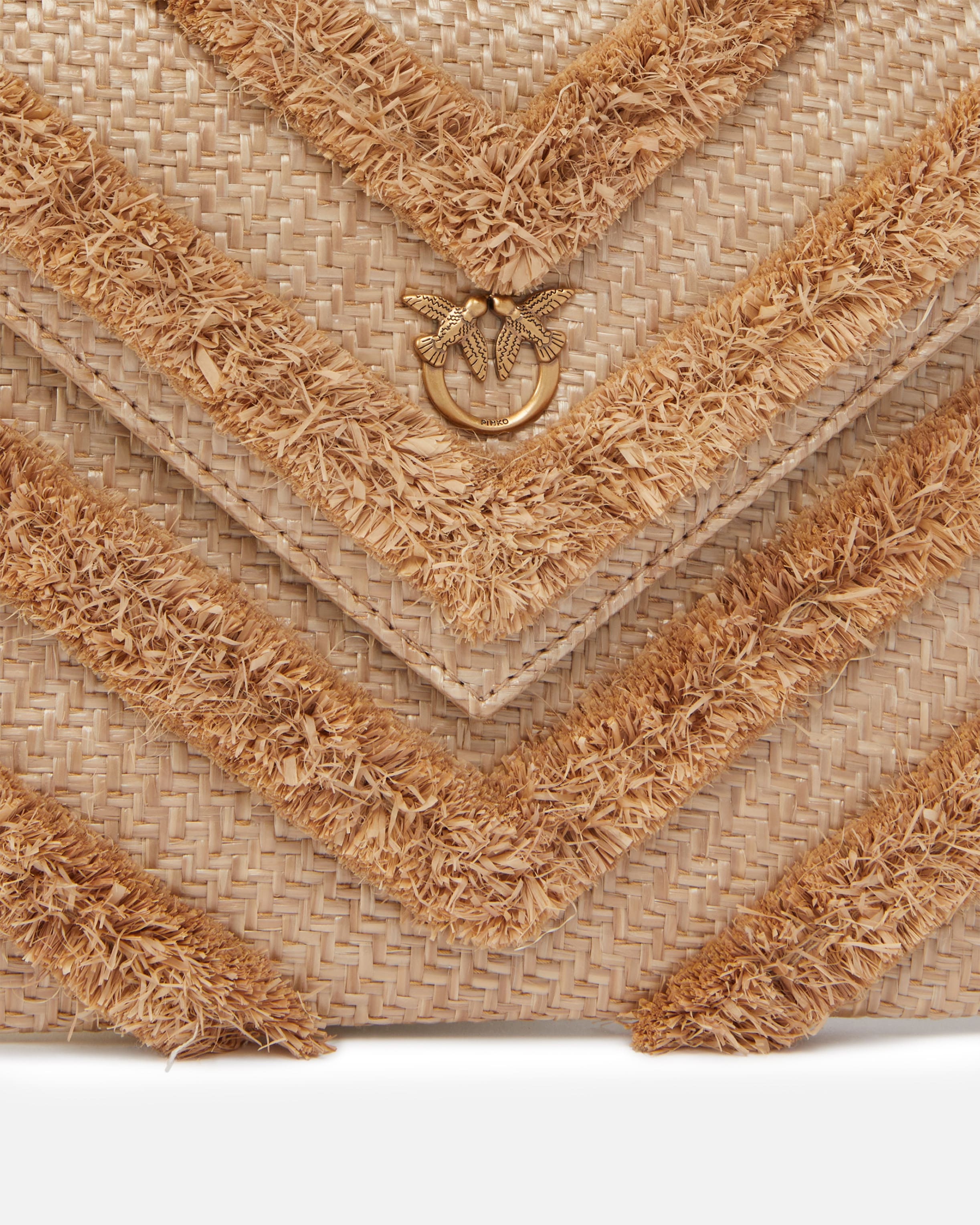 PINKO Raffia flat clutch Brown