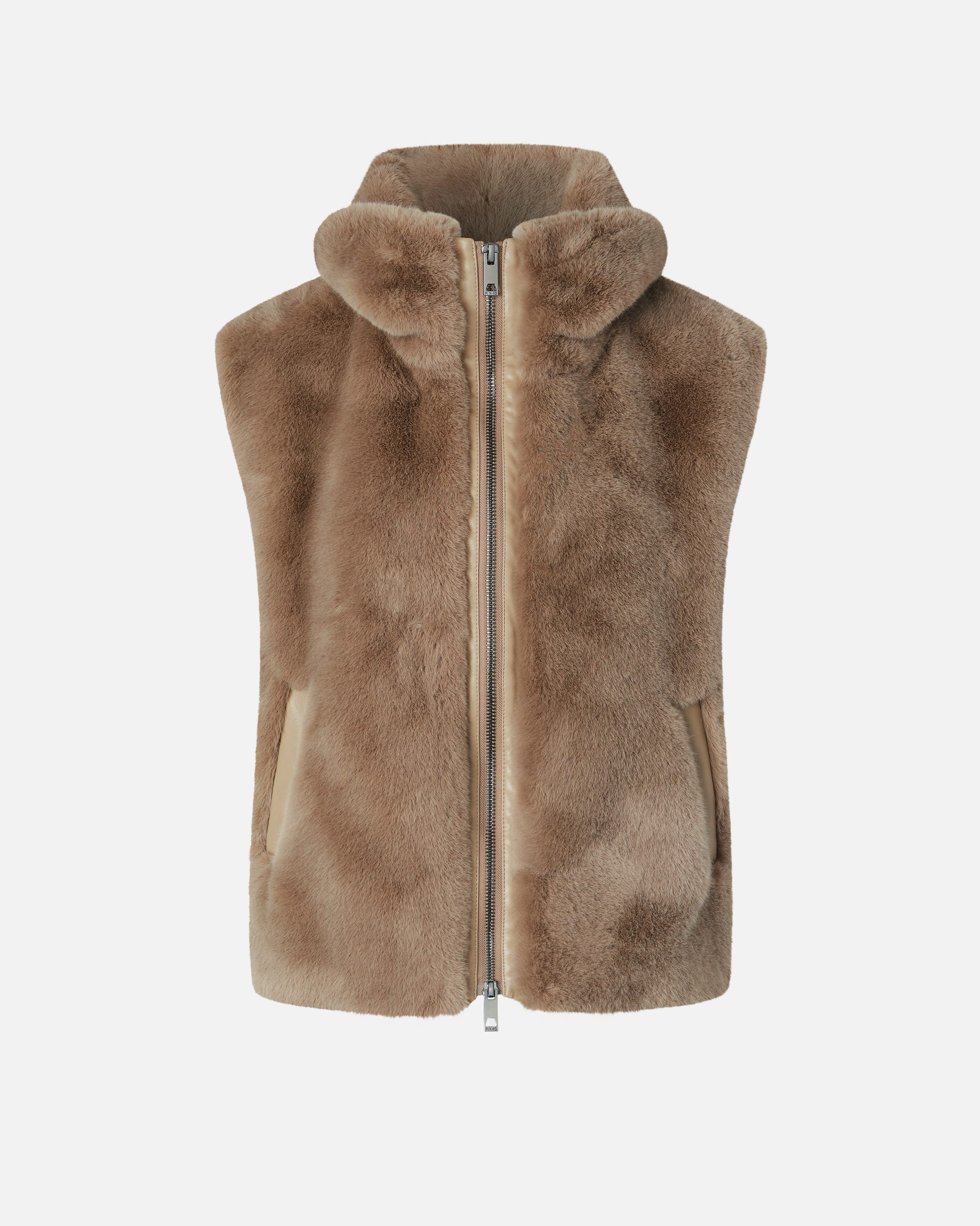 Sleeveless faux fur jacket best sale