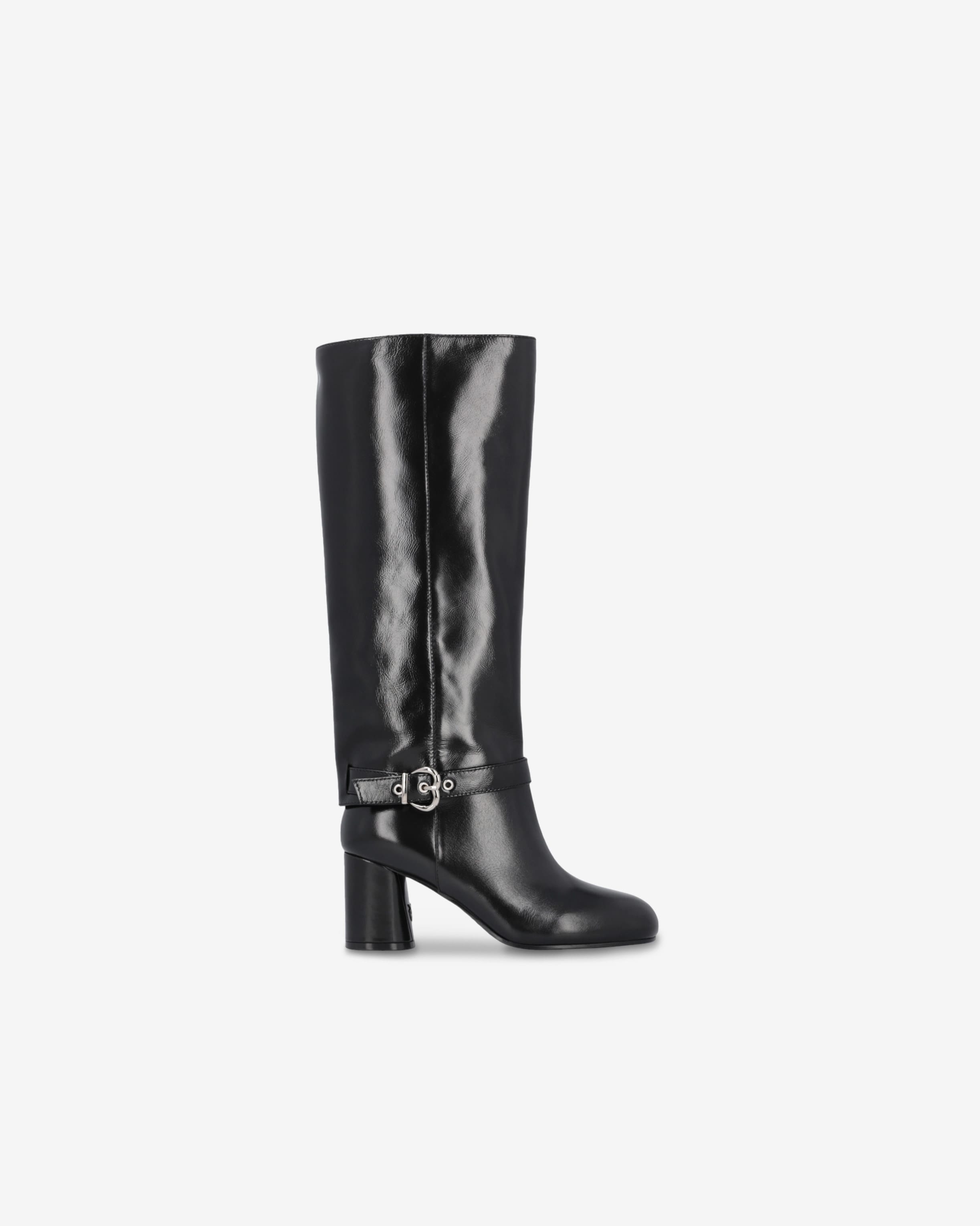 Heeled high boots in bright nappa leather PINKO → Shop Online Heeled high boots in bright nappa leather PINKO → Shop Online