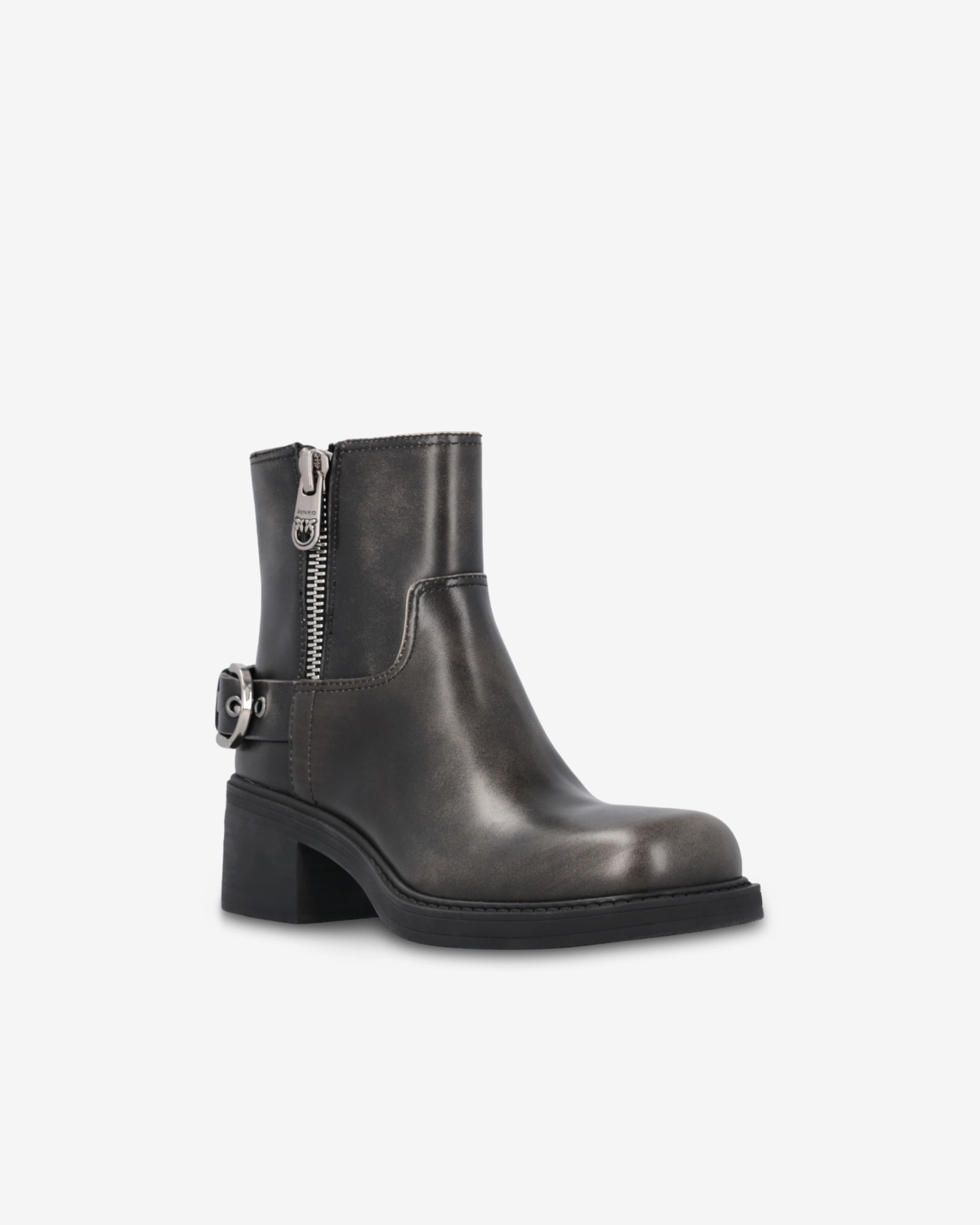 Leather biker style boots sales