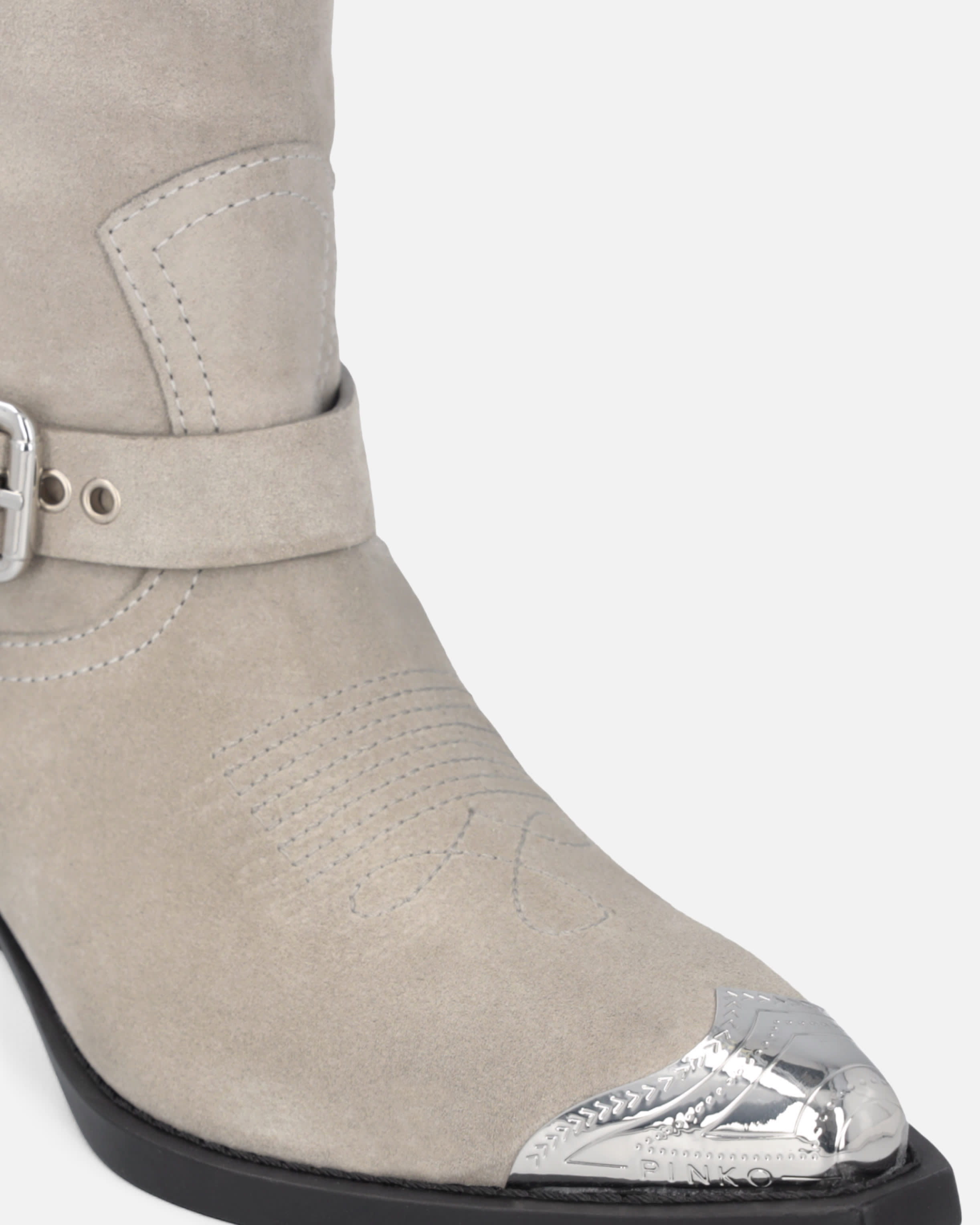 Stivaletti texani in suede con punta in metallo