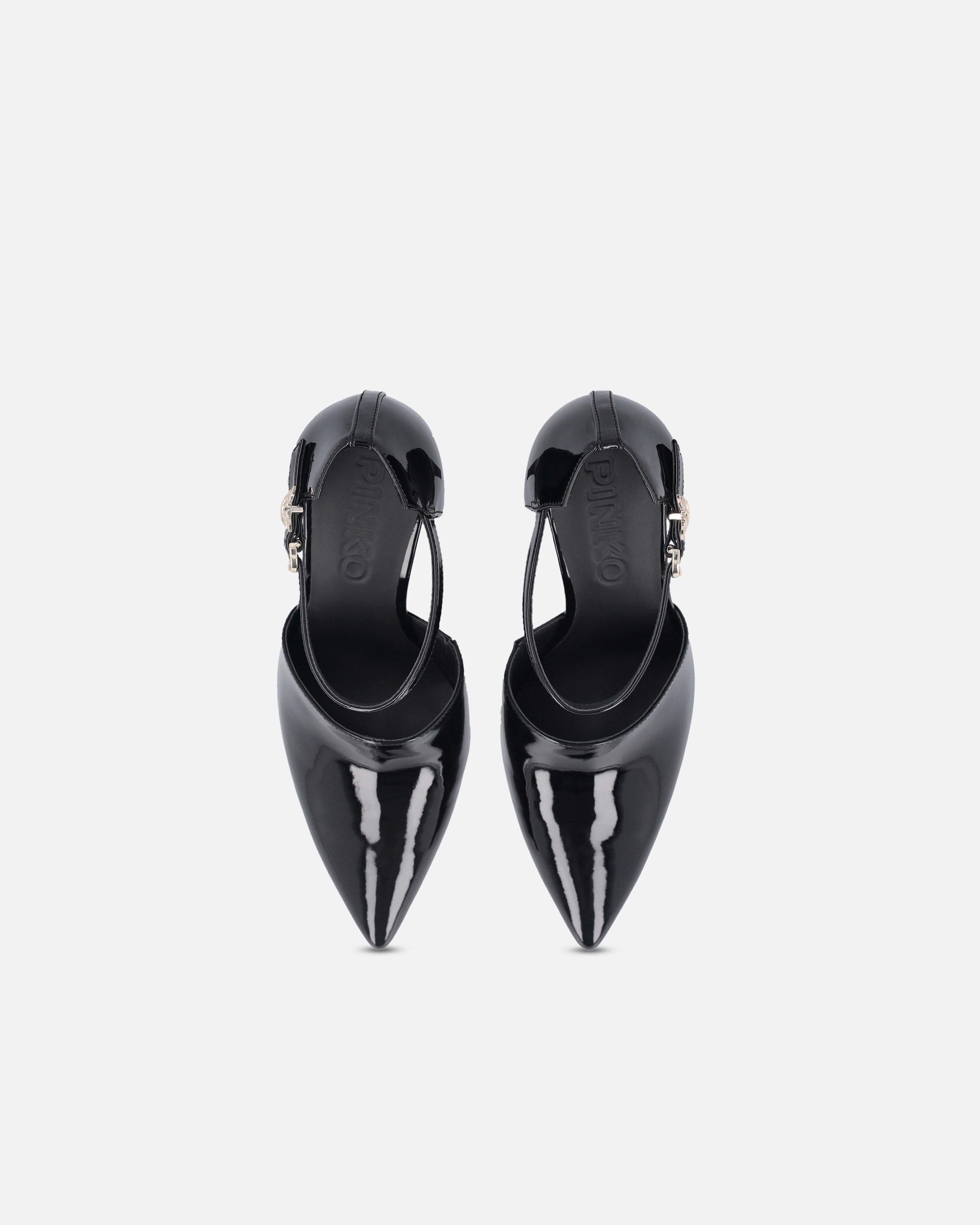 Shiny shoes with heel and front strap PINKO → Shop Online Shiny shoes with heel and front strap PINKO → Shop Online