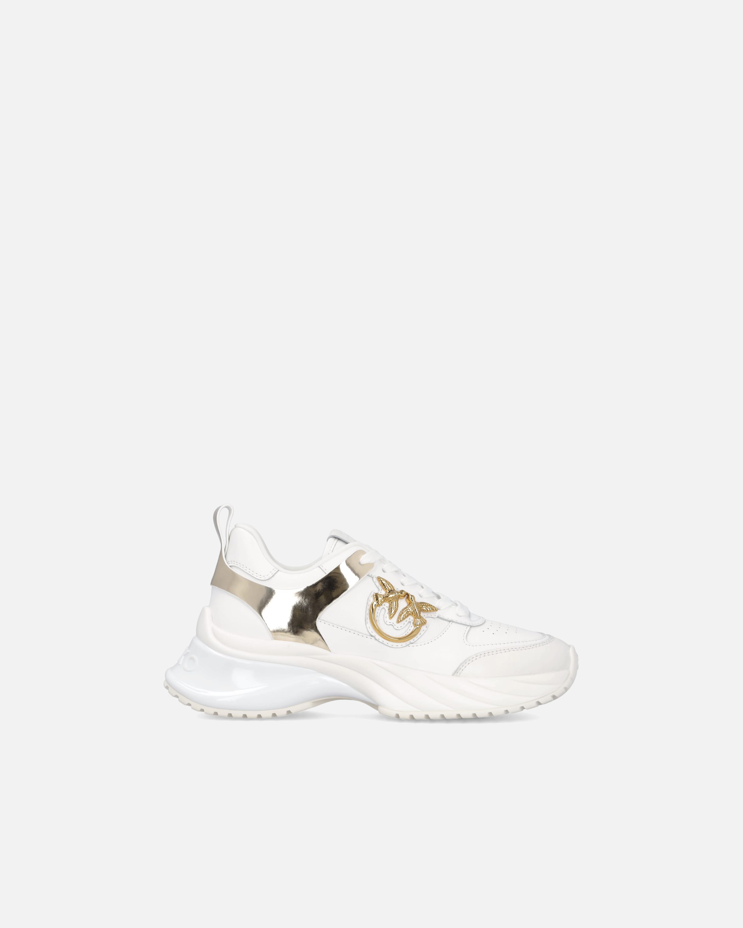 スニーカー PINKO Women Sneakers SS0077P001 ZZ1 White Ariel leather-effect sneakers with mirror detailing
