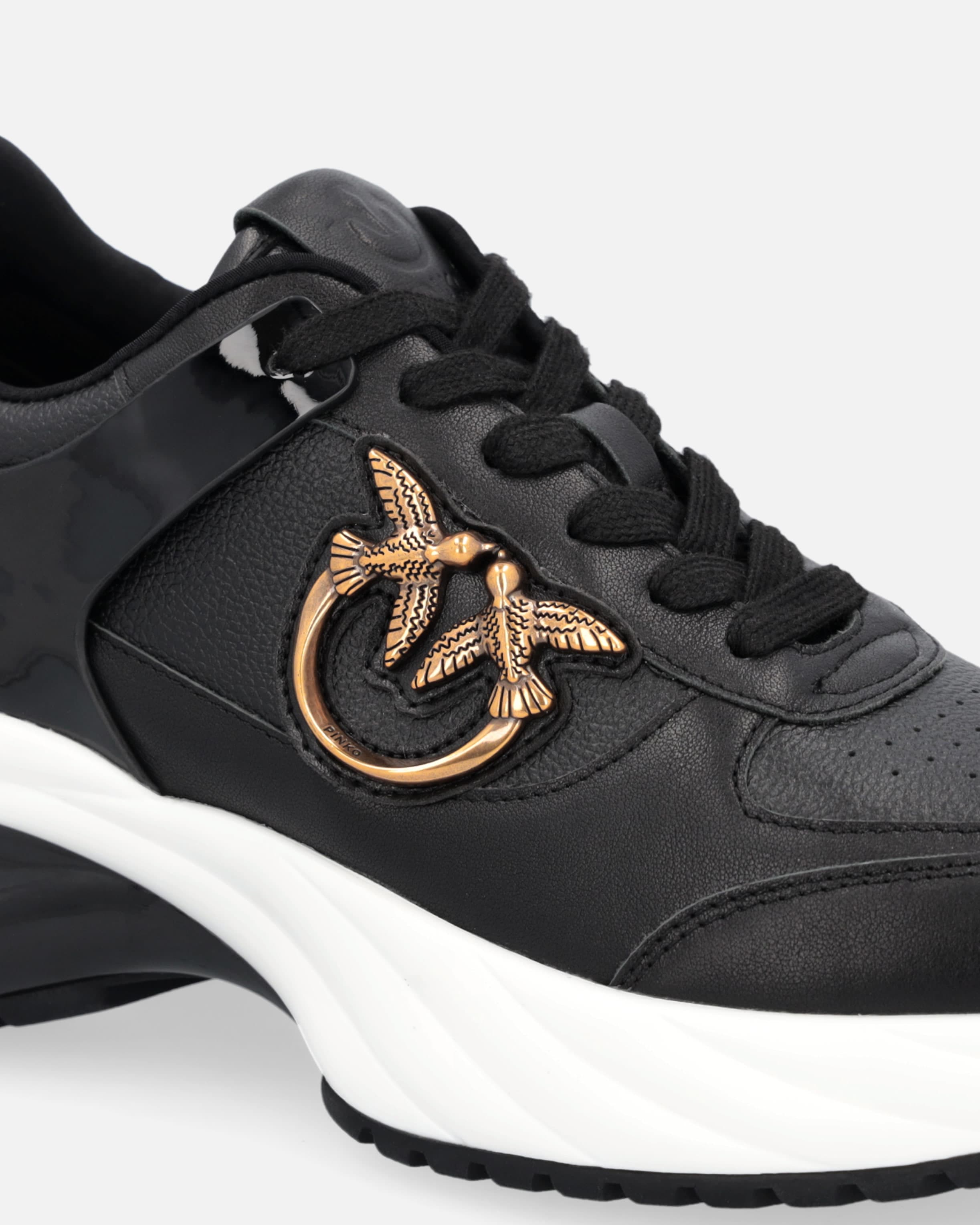 VIP【関税送料無料】希少 PINKO LEATHER ARIEL SNEAKERS Ariel leather-effect sneakers with mirror detailing