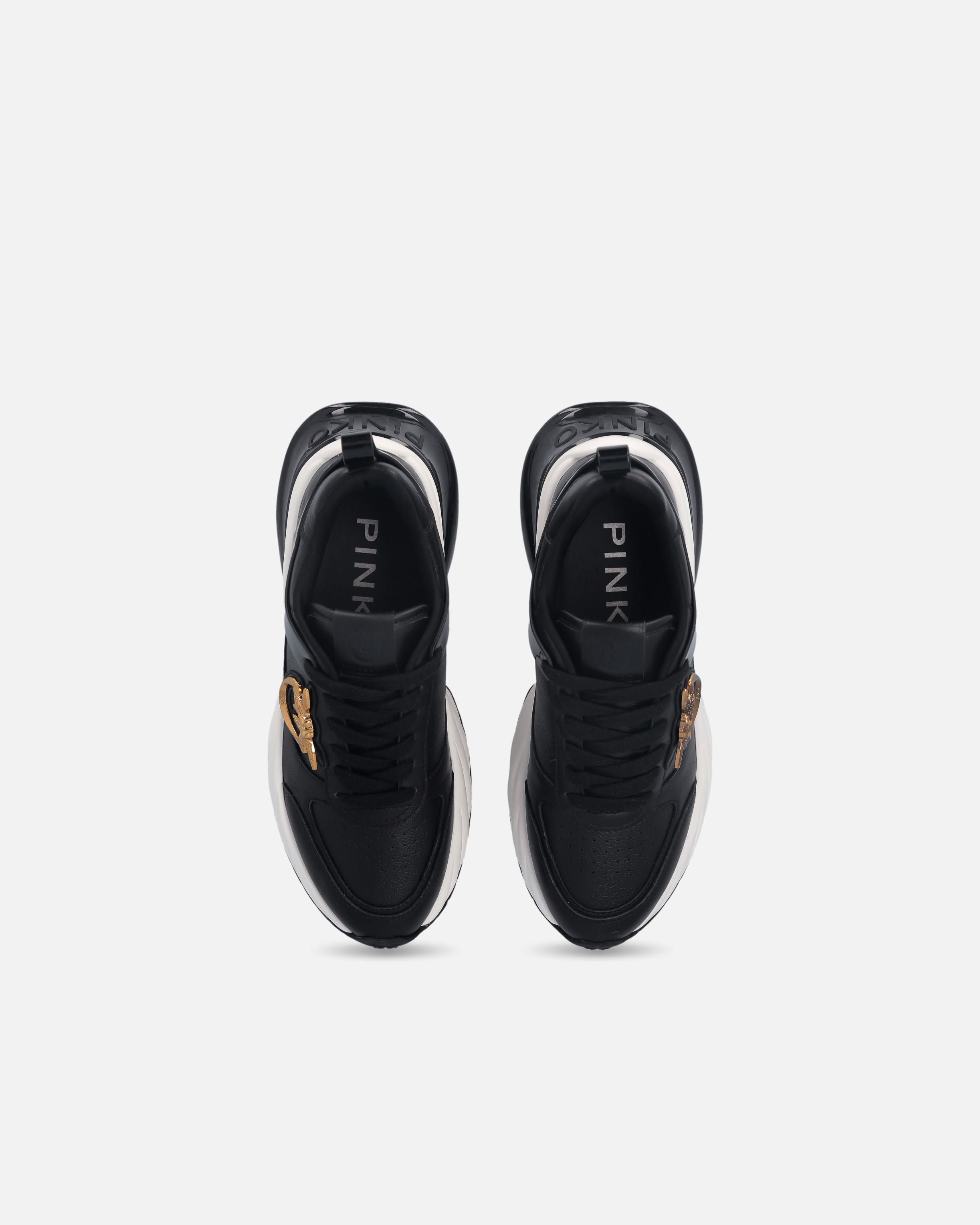 VIP【関税送料無料】希少 PINKO LEATHER ARIEL SNEAKERS Ariel leather-effect sneakers with mirror detailing