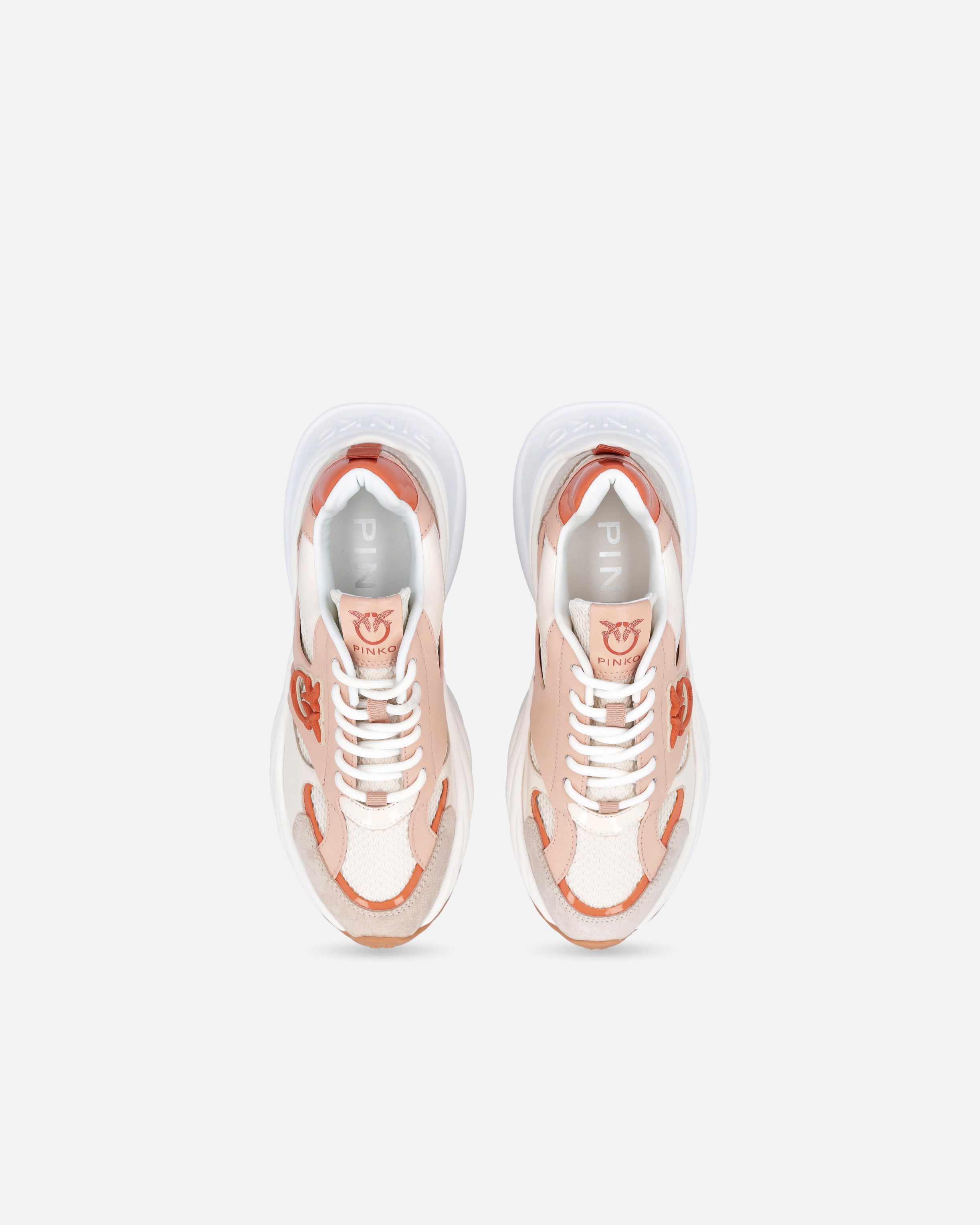 Neutral-coloured Ariel sneakers with patent details PINKO