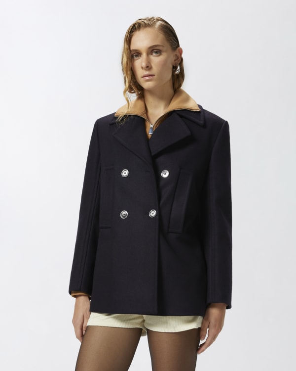 Short double breasted wool blend pea coat PINKO Shop Online