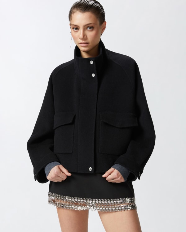 Short double-layered cloth coat with high neck PINKO → Shop Online