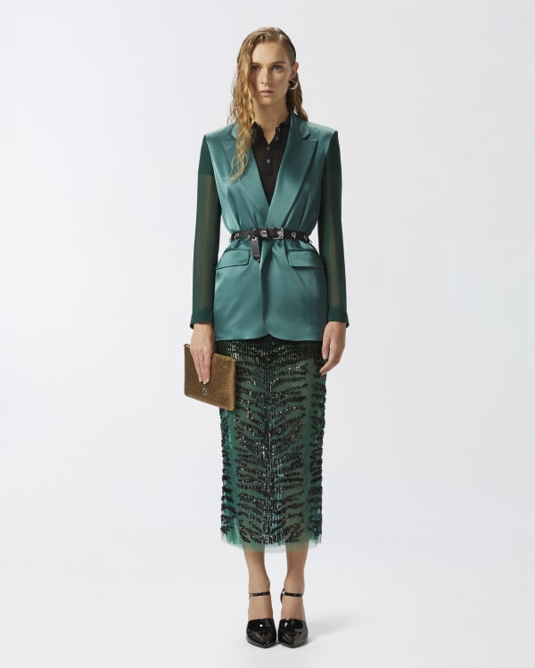 Embroidered sequin pencil skirt hotsell