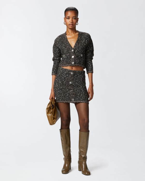 Boucle knit mini skirt with sequins PINKO Shop Online