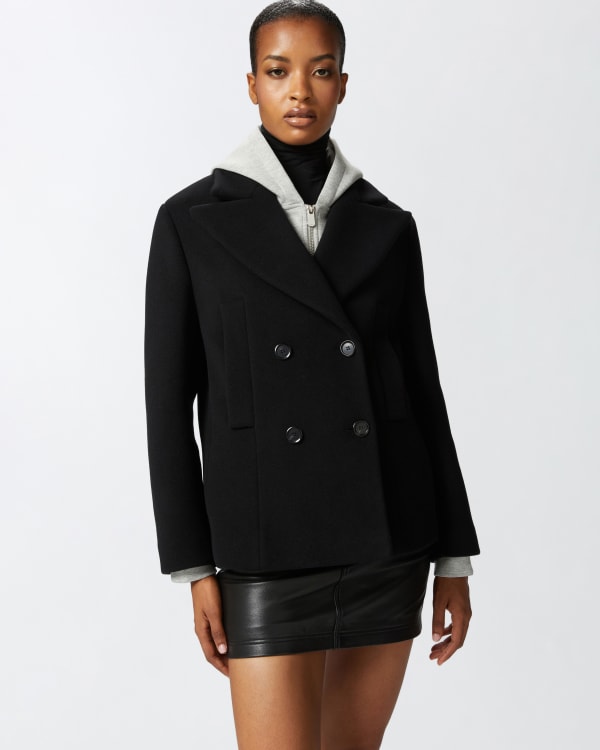 Short double breasted cloth pea coat PINKO Shop Online
