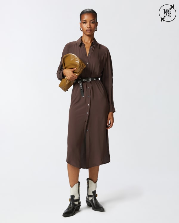 Silk blend midi shirt dress PINKO Shop Online