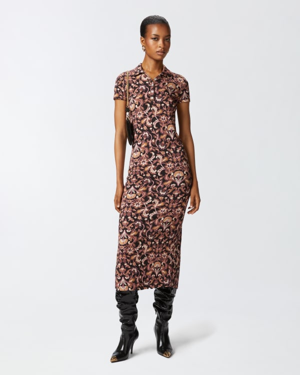 Long sleeve floral dress short sales