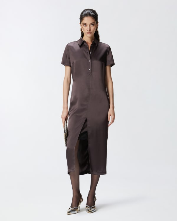 Washed satin midi polo dress PINKO → Shop Online