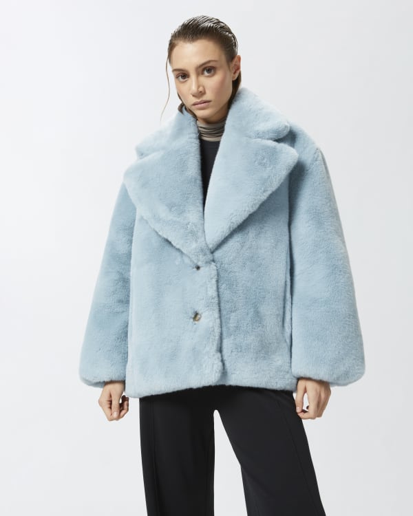 Fur pea coat top