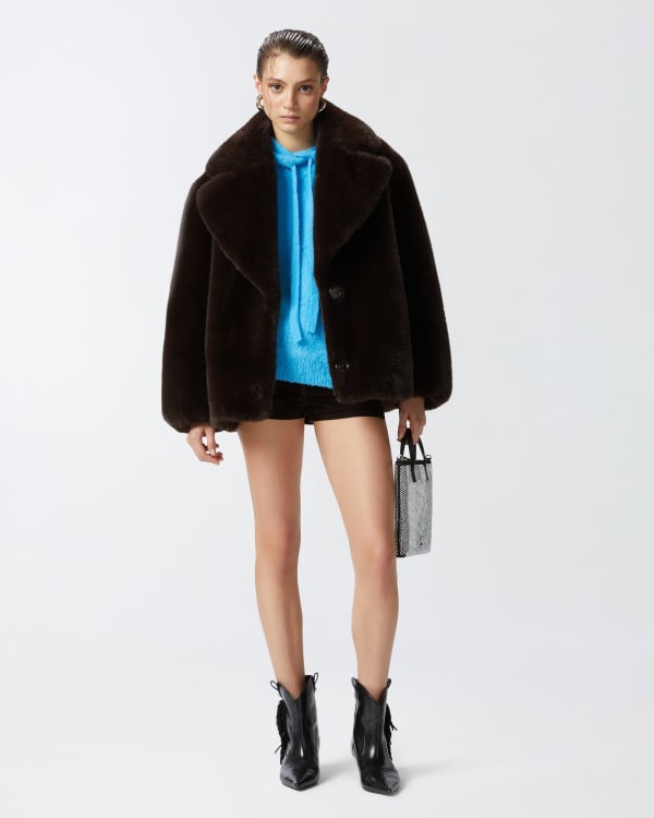 Faux fur pea coat hot sale