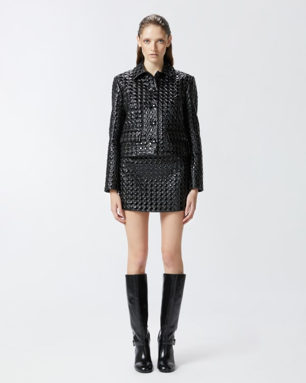 Quilted leather mini skirt on sale