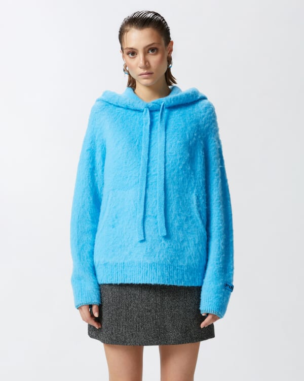 Light blue fluffy hoodie hotsell