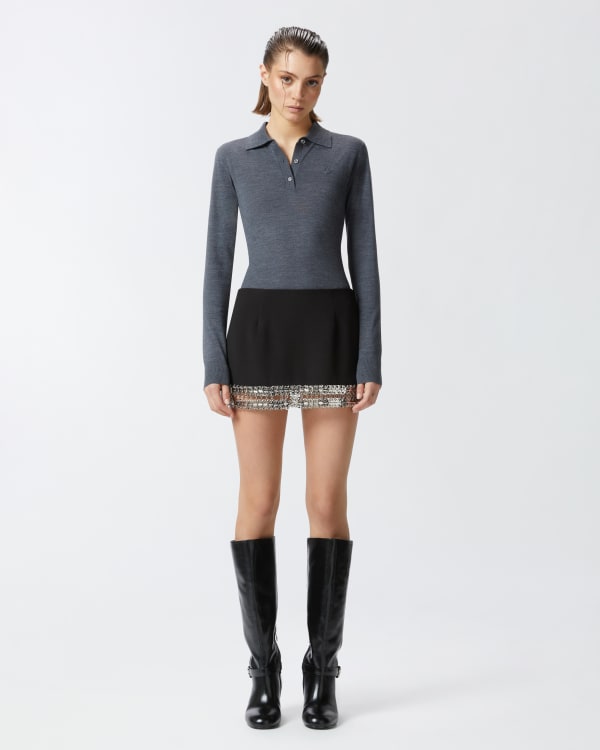 Mini jupe en crepe avec broderie metallique en bas PINKO Achete en ligne