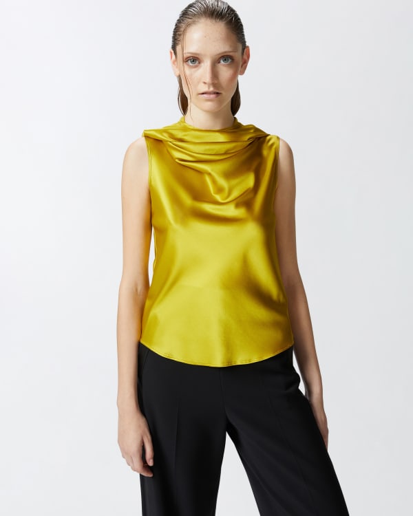 Stretch silk satin hooded top PINKO Shop Online