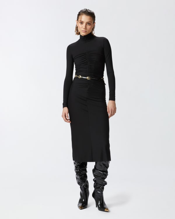 Jersey dress with zip discount