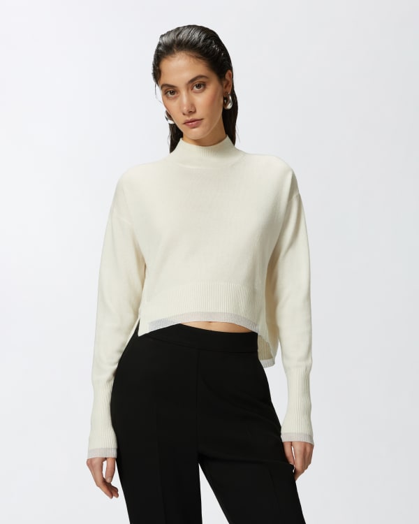 White mock turtleneck sweater clearance