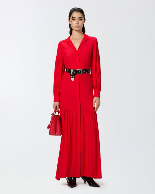 Long belted shirt dress PINKO Shop Online