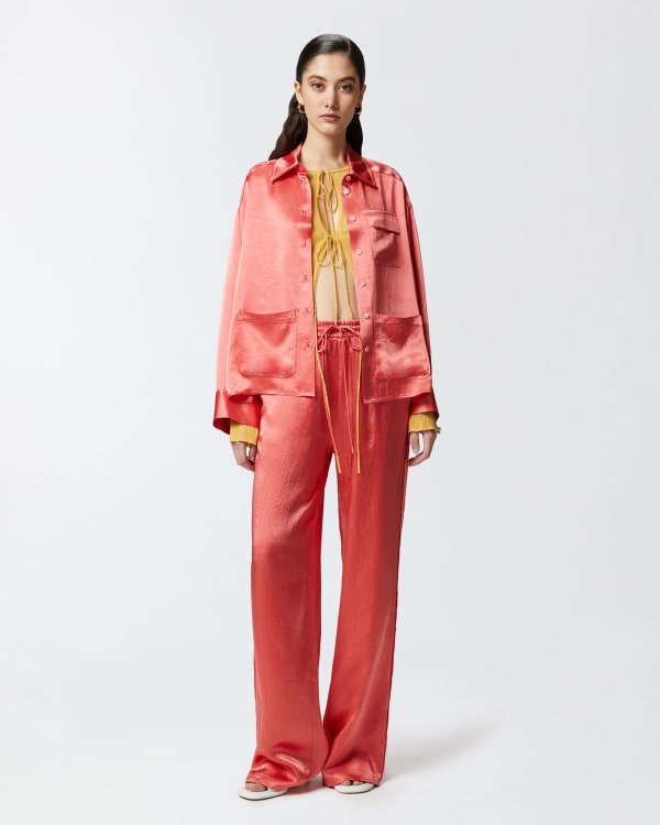 Pyjama-style palazzo trousers in satin PINKO → Shop Online