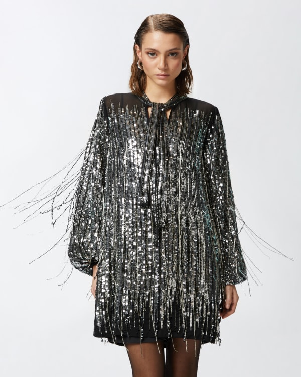 Mini dress with sequins and fringing PINKO → Shop Online Mini dress with sequins and fringing PINKO → Shop Online