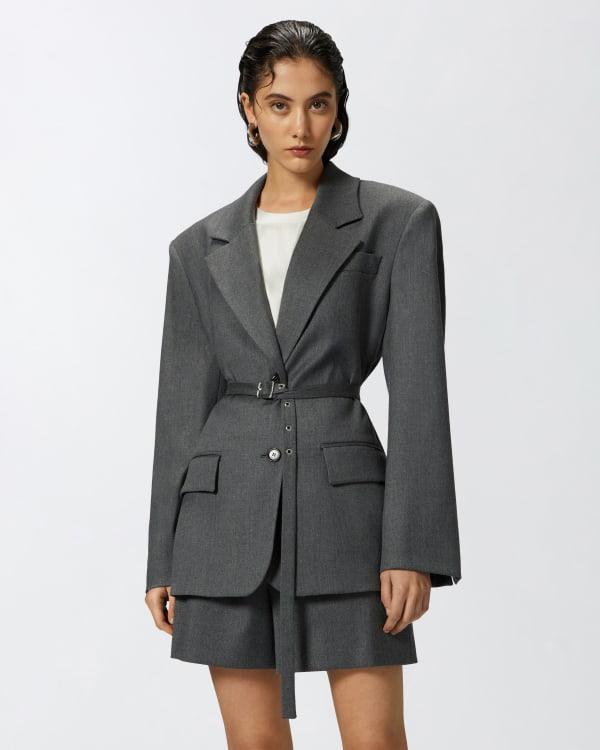 大学 兄弟割引 Oversized flannel blazer with slim belt PINKO → Shop Online ジャケット・アウター