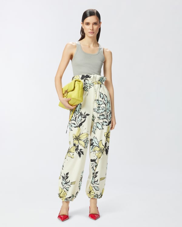 パンツ Simona Corsellini Wide-Leg Trousers With Floral Print Simona Corsellini - Wide-leg trousers in flower ink print