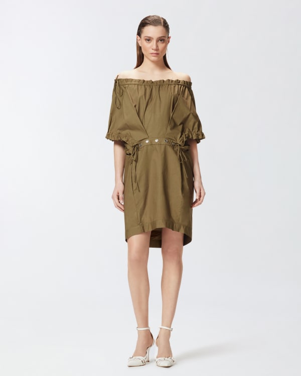 Poplin mini dress with gathering and eyelets PINKO → Shop