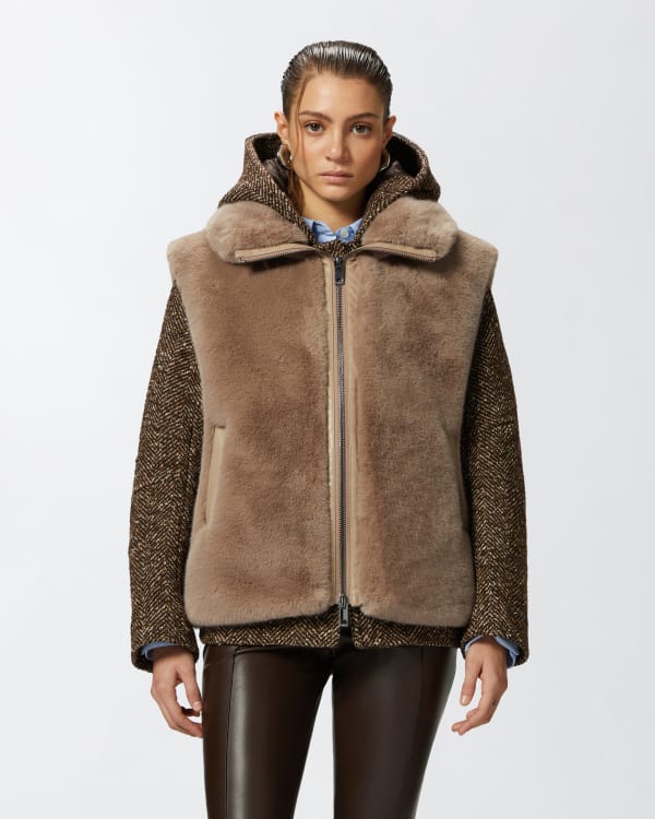 Sleeveless fur coat discount