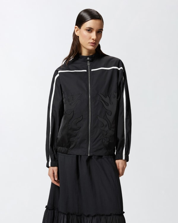 Poplin bomber jacket with flame design PINKO → Shop Online Poplin bomber jacket with flame design PINKO → Shop Online