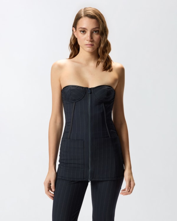 Pinstripe poly wool bustier top PINKO → Shop Online