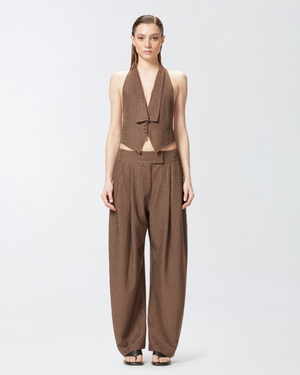 Fully rhinestoned wide-leg trousers PINKO → Shop Online