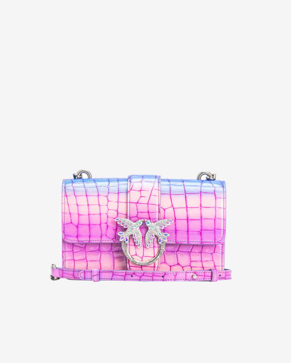 PINKO Galleria Mini Love Bag One in shiny fade effect croc print leather