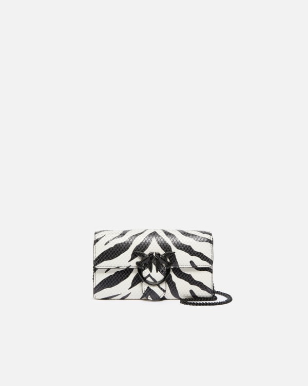 Zebra-patterned wallet with shoulder strap
