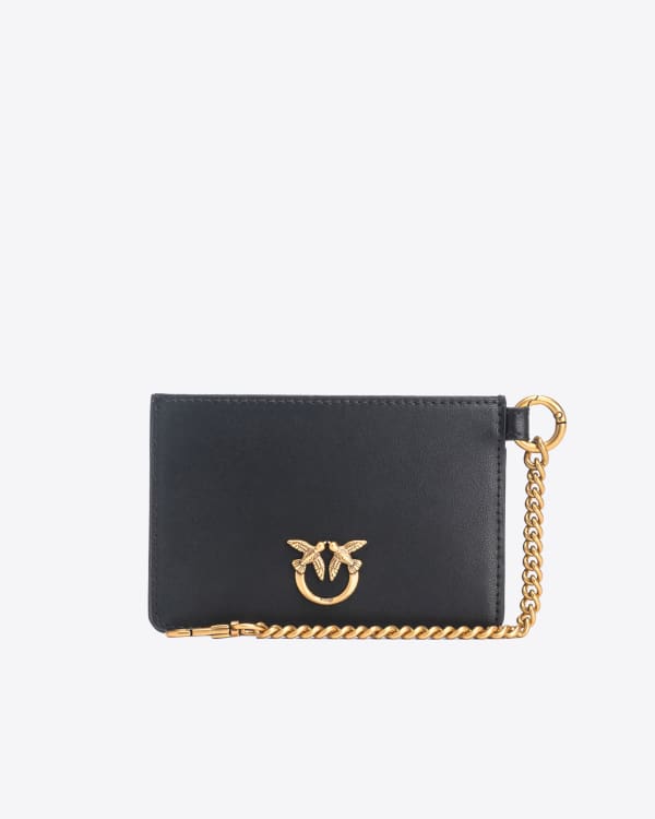 Leather card holder with chain PINKO Shop Online