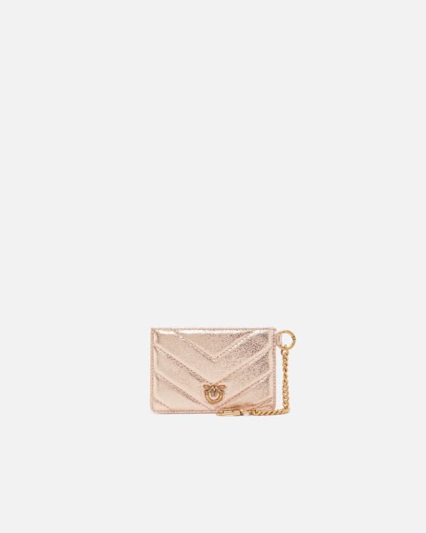 Metallic leather pouch with card slots PINKO Shop Online