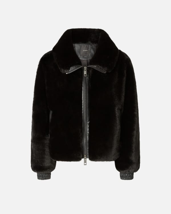 Faux fur bomber jacket black online