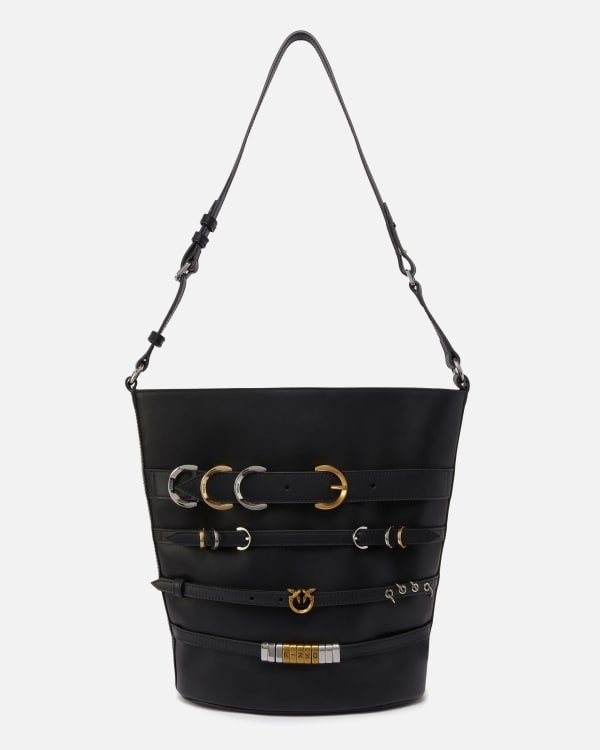 Large leather bucket bag with straps PINKO → Shop Online Large leather bucket bag with straps PINKO → Shop Online