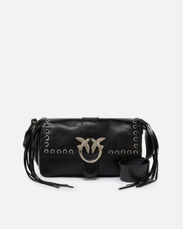 Love Bag Slouchy soft shoulder bag with fringing PINKO